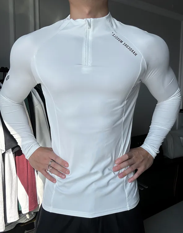 PUREFIT美式硬核半拉链运动长袖T恤男速干透气高弹训练肌肉健身衣