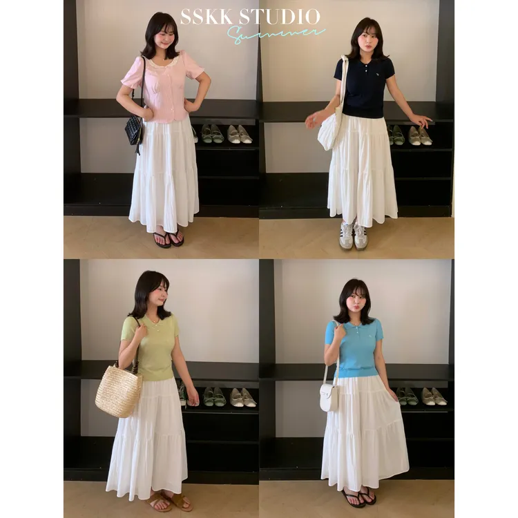 KMZY/KMZY山_山【纯白物语】微胖mm韩版夏季温柔甜美超仙气质半身裙