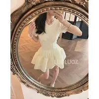【现货】LUOLUOZ【花开入梦】气质立领花边收腰时尚短款连衣裙cc156