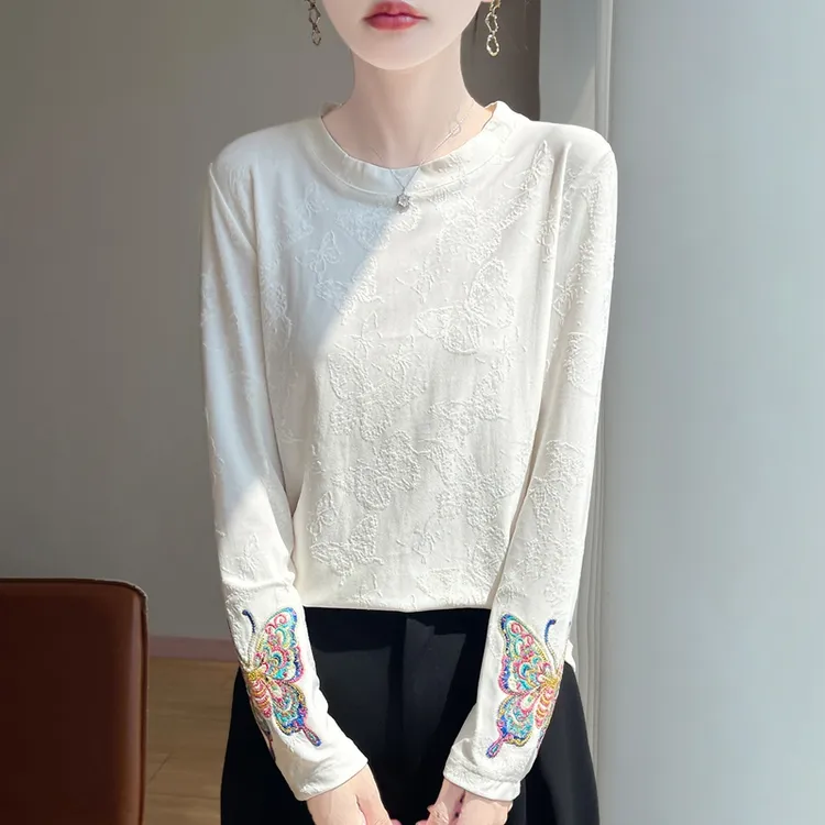 哥弟阿玛施正品新中式羊毛衫轻国风立体刺绣提花长袖女高级气质女