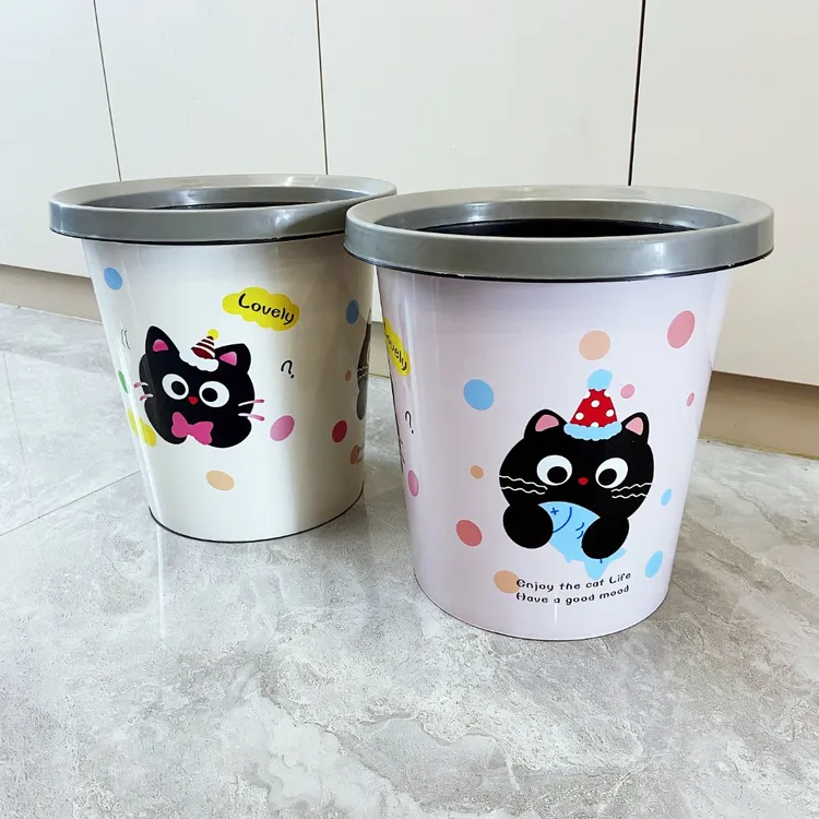 【拍一发二】萌趣可爱猫咪家用大号压圈垃圾桶客厅卫生间塑料