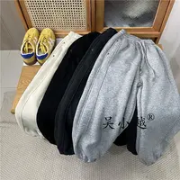 吴小越W1898男童加绒加厚冬款儿童长裤男孩卫裤休闲灰色运动裤