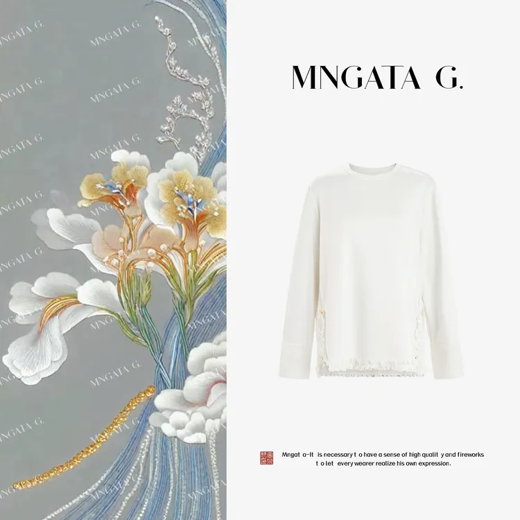 MNGATA G.宫小妍【花间月】早秋新款新中式中国风长袖上衣5052697