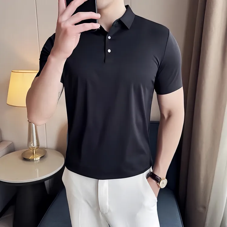 冰丝polo衫男夏季男装高级感2025新款高级感修身商务男士t恤短袖