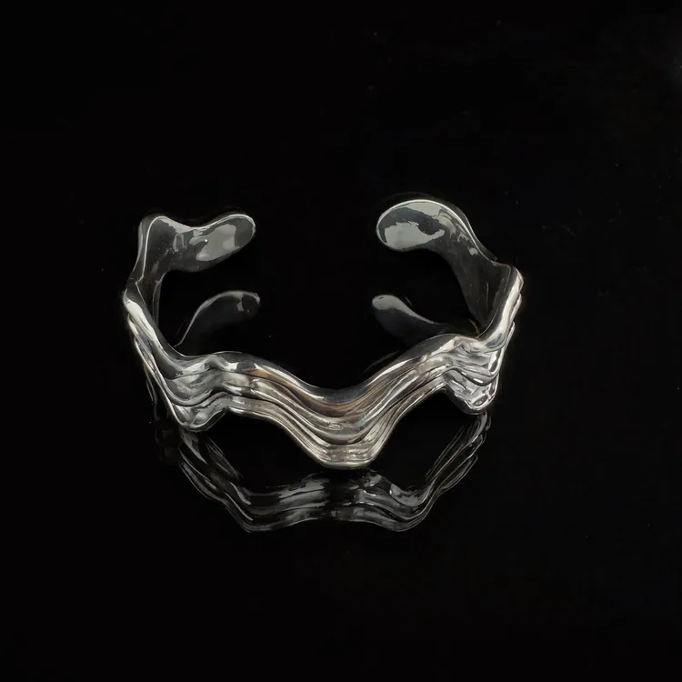 【安安】925银手镯 WBLH乌巴拉花浪漫梦幻水波纹手镯