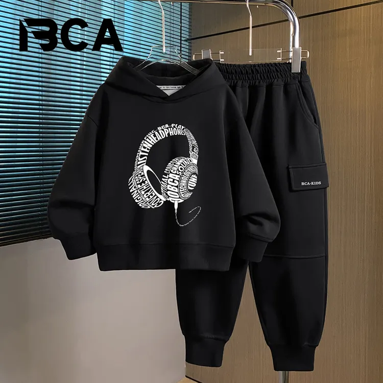 BCA【冠军代言】中大童男童秋季卫衣假两件套装宽松潮酷S-008+GN-5