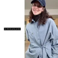 HIMEGANJANE 口袋刺绣衬衫100棉可调节腰身宽松衬衣12561