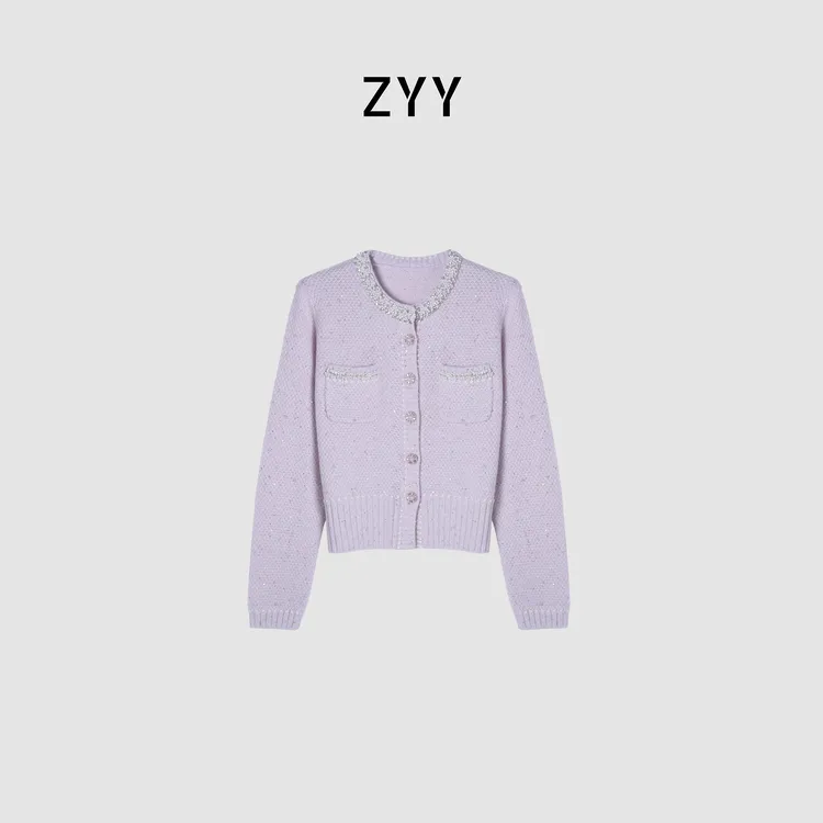 ZYY【浓桃艳李】2025S/S新品重工 钉珠毛针织衫开衫X25DMZZS04796