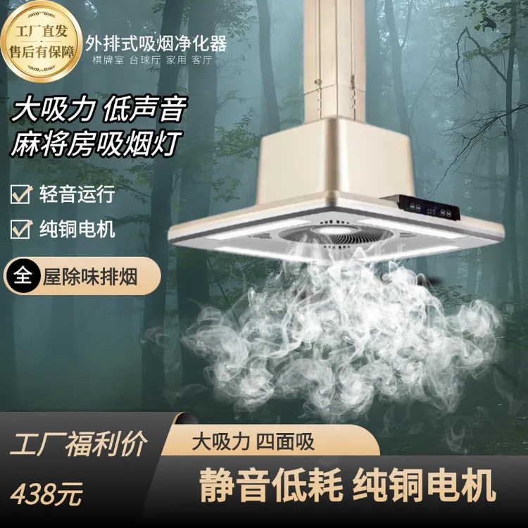 直排吸烟灯 棋牌室吸烟灯 空气净化器 棋牌室吊灯 麻将灯家用遥控