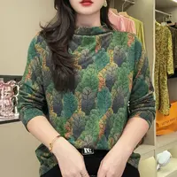 新款撞色叶子百搭洋气打底衫Q24CD1937