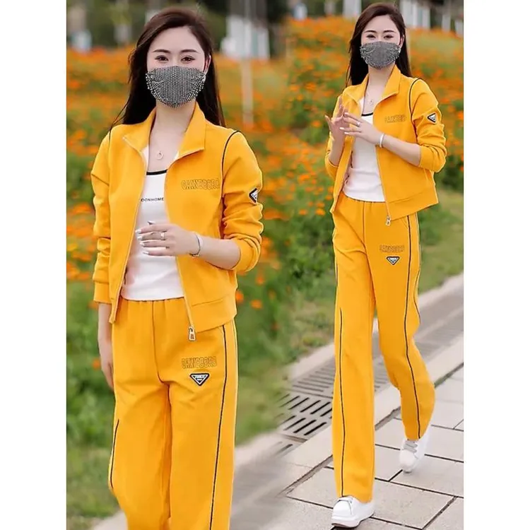 休闲运动服套装女2025春秋新款洋气减龄立领开衫外套阔腿裤两件套