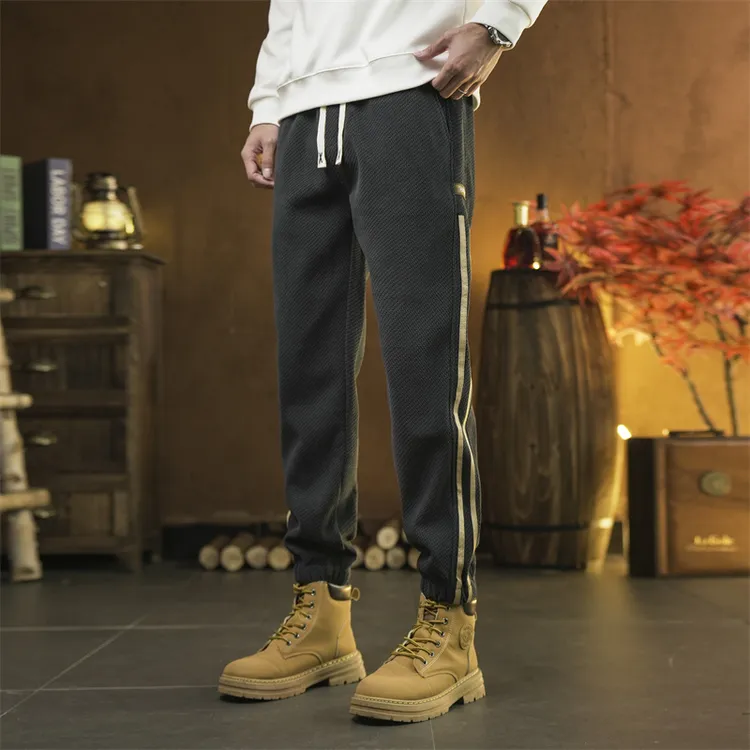 条纹休闲裤男士时尚潮流宽松显瘦束脚运动裤2025春秋新款男装裤子