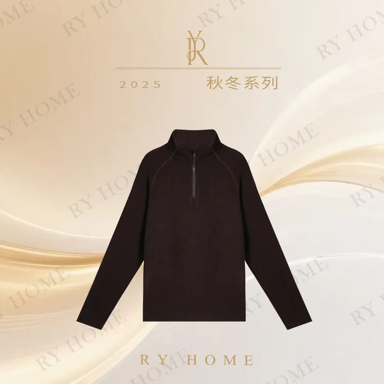 【容雨RYHOME】男女同款经典羊毛立领半拉链卫衣253Y1112