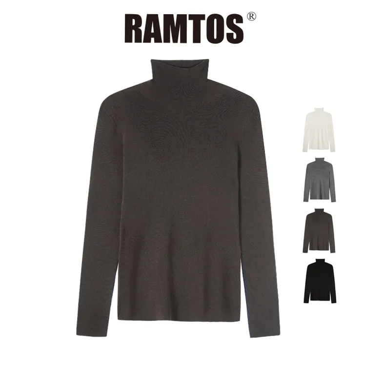 【jessie专属】RAMTOS岛精18针亲肤羊毛高领打底衫女无缝一体套头针织衫