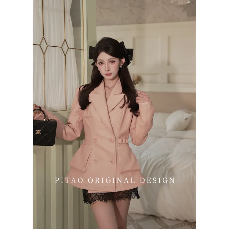 杜屁屁桃PITAO 原创【伯德千金】秋冬季新款甜酷风气质时尚皮衣