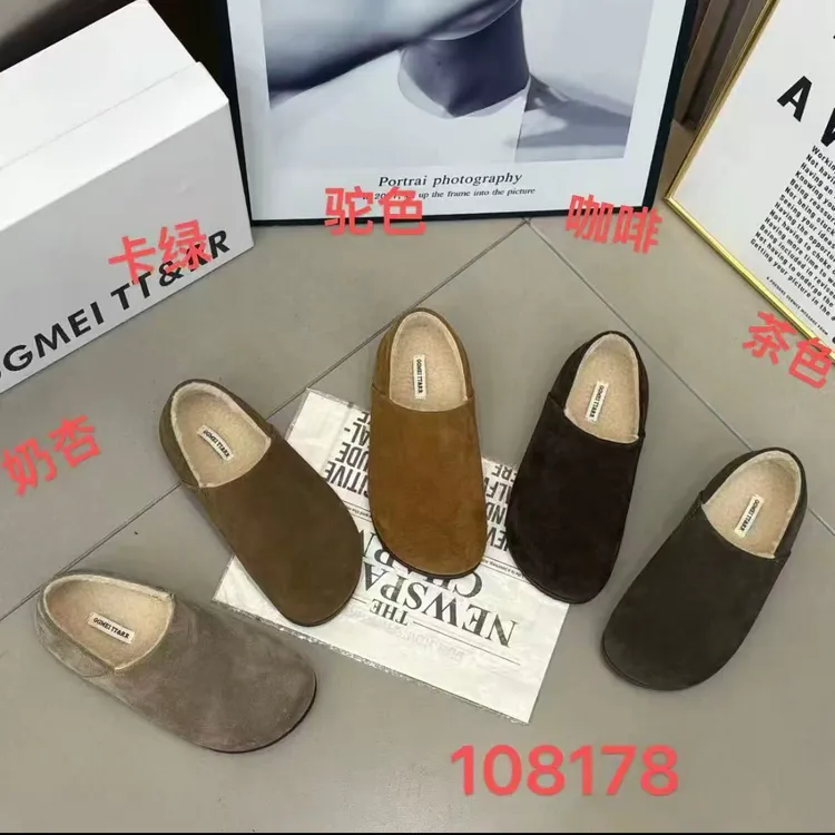 108178秋冬驼色小皮鞋低跟一脚蹬懒人鞋圆头皮鞋女士韩版