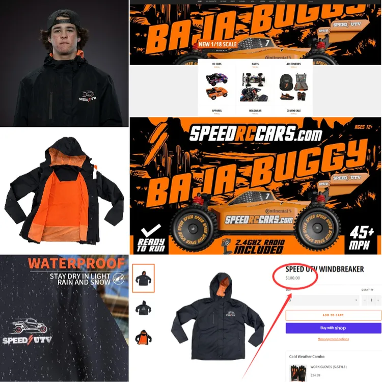 高端全地形四驱越野汽车赛事防风防水加绒保暖冲锋衣夹克男外套