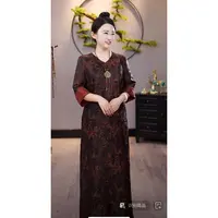 【千奈莉】V领提花缎双面穿长袖百搭连衣裙YJ233