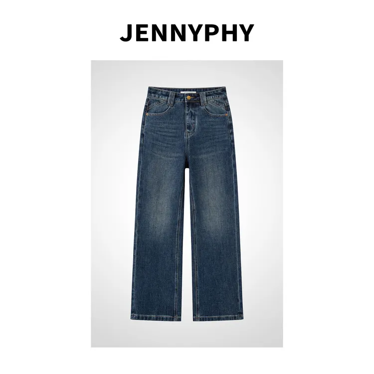 【JENNYPHY】韩国东大门新型面料四面弹A字微阔直筒裤#6009