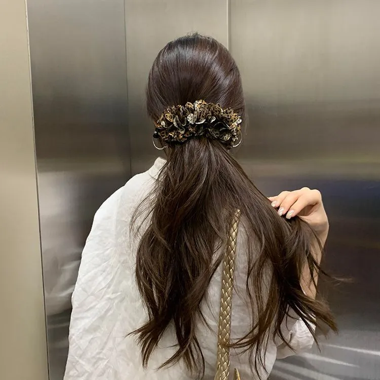 古早辣妹~复古韩系豹纹香蕉夹女后脑勺抓夹马尾夹竖夹头饰发卡