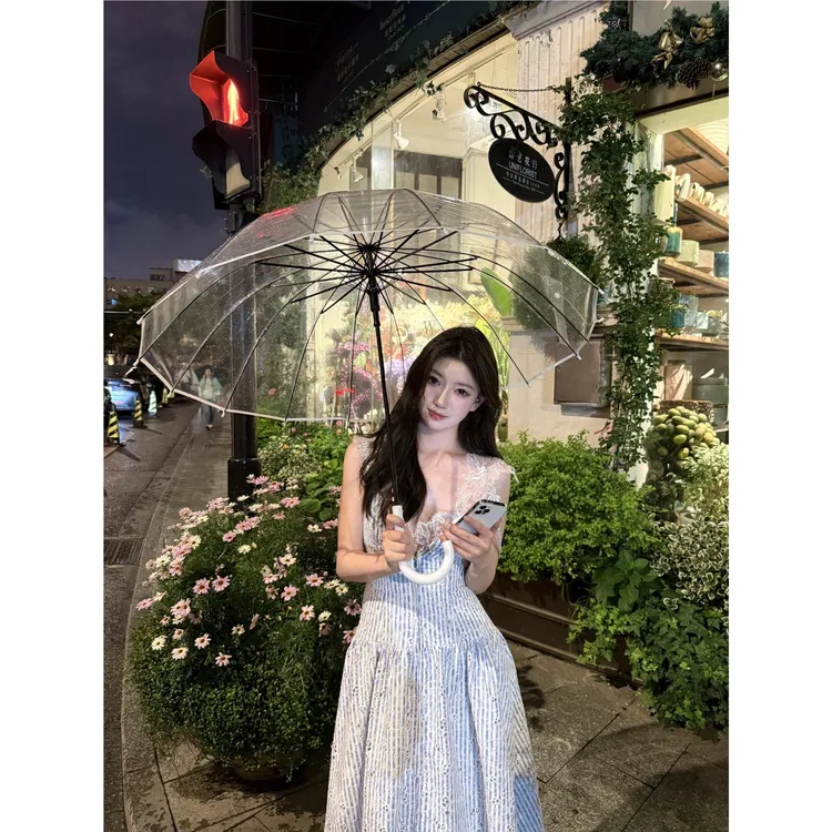 【香香典藏】纯欲性感深V挂脖连衣裙女2025夏季新款法式风情A字长裙