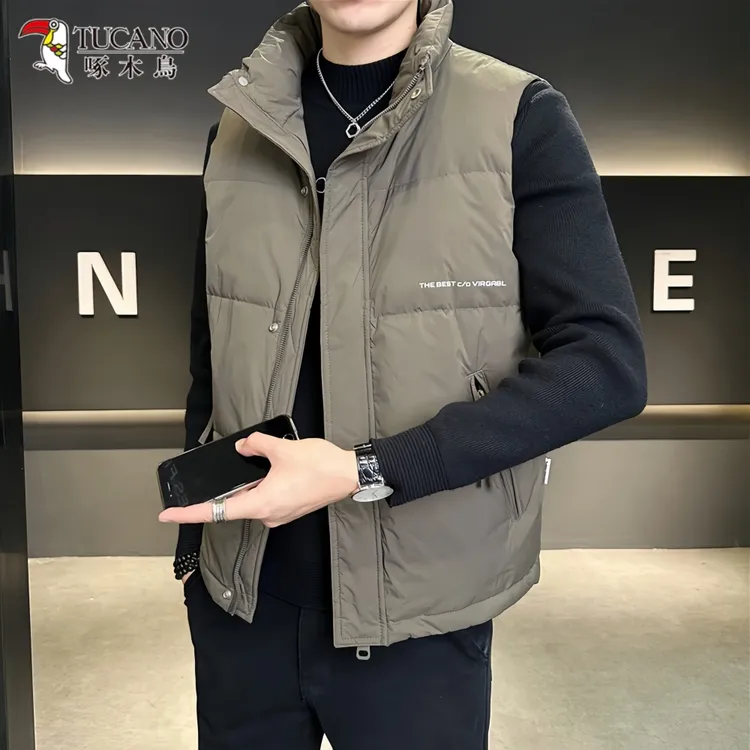 啄木鸟2025新款轻薄立领棉服马甲男士秋冬季潮流短款保暖休闲外套