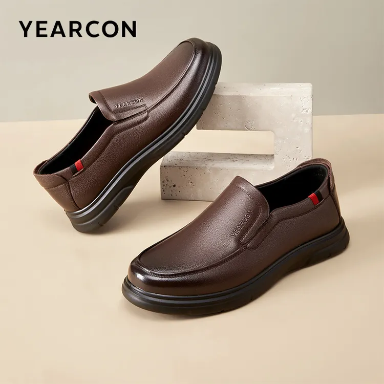 3CM意尔康透气真皮夏季一脚蹬皮鞋男鞋休闲男士男款商务皮鞋新款
