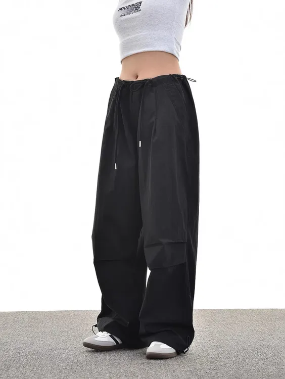 直筒户外可穿美式阔腿伞兵薄款男女同款弯刀显瘦运动百搭宽松裤