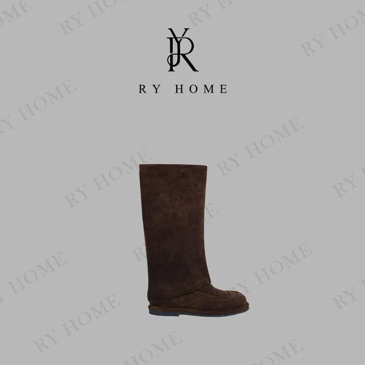 【容雨RYHOME】丝光牛反绒复古百搭长筒靴253X1340