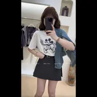 短袖T恤圆领辣妹卡通动漫卡通宽松高腰针织短款白色