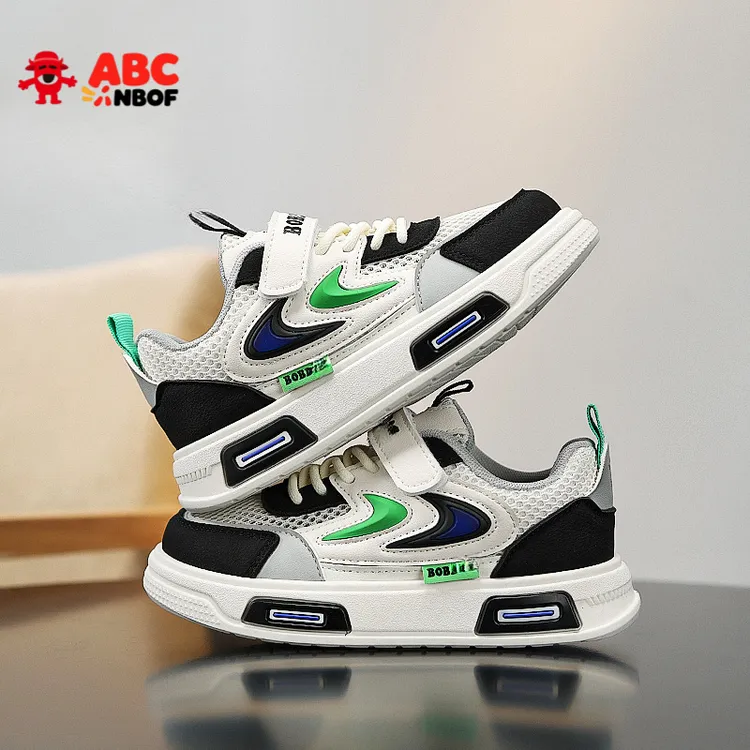 ABC NBOF男童板鞋春夏2025新网面透气小学生休闲鞋百搭儿童运动鞋