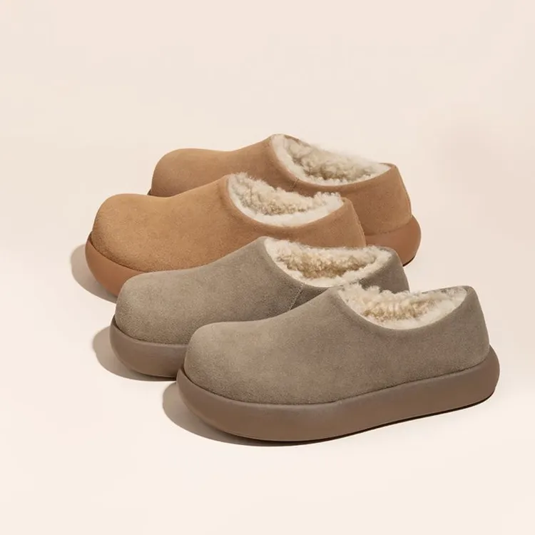 桑坡羊毛一体轻质增高厚底短筒女羊毛靴全包小土豆冬季超级保暖