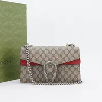 95新 GUCCI/古驰 老花拼红酒神中号包【静文】BG22001740
