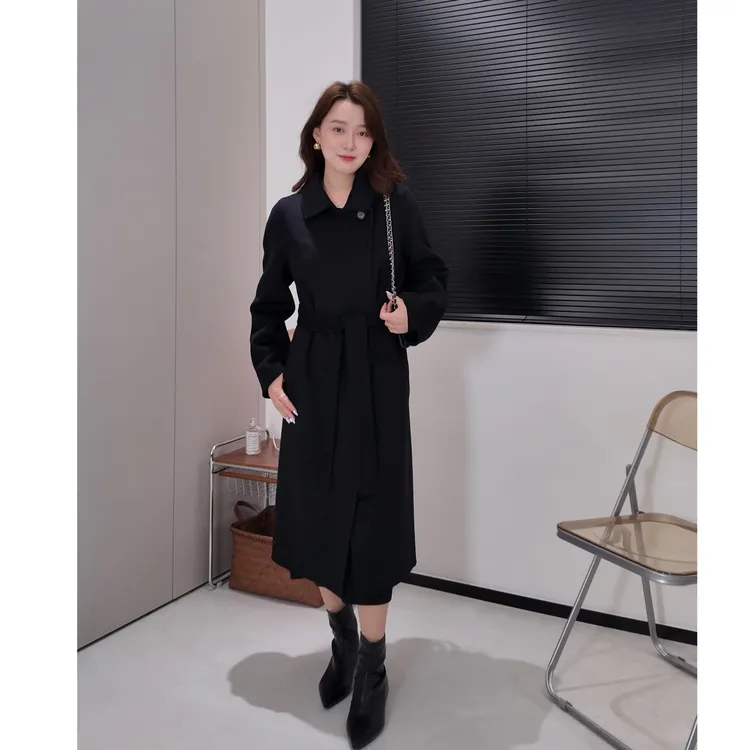 经典一粒扣山羊绒双面呢大衣百搭时尚气质显瘦修身中长款秋冬新款