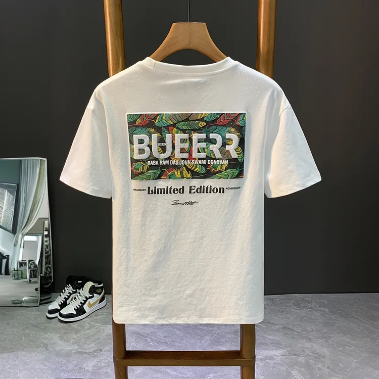 高端简约流行印花夏季新款T恤圆领上衣潮流时尚透气青年短袖上衣