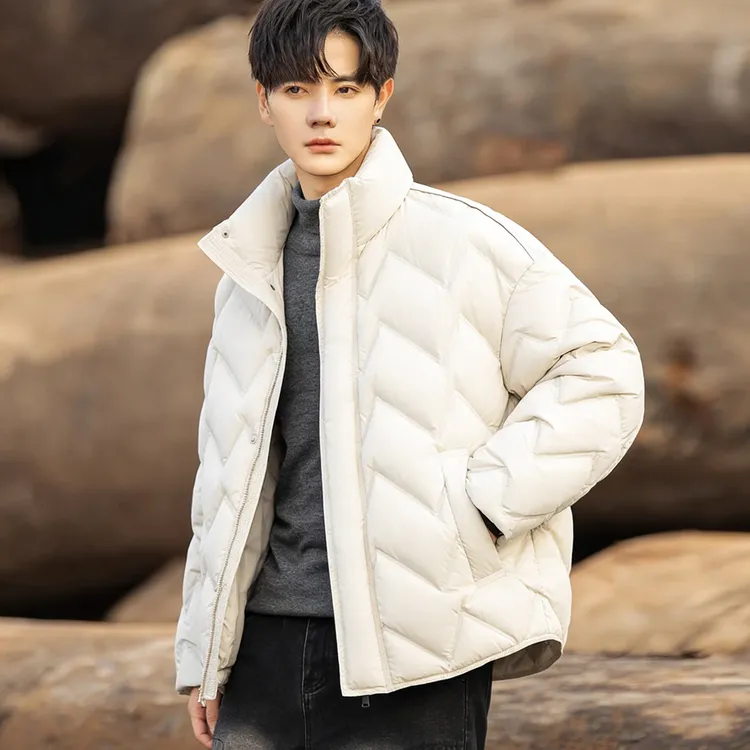 冬季男士排骨羽绒服立领加厚90白鸭绒外套2025新款潮牌男装上衣服