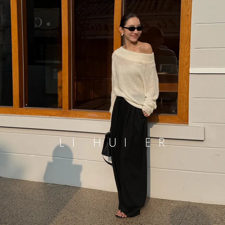 LiHuiEr李慧儿【等风】秋季舒适显瘦慵懒休闲型黑色裤子LL025986