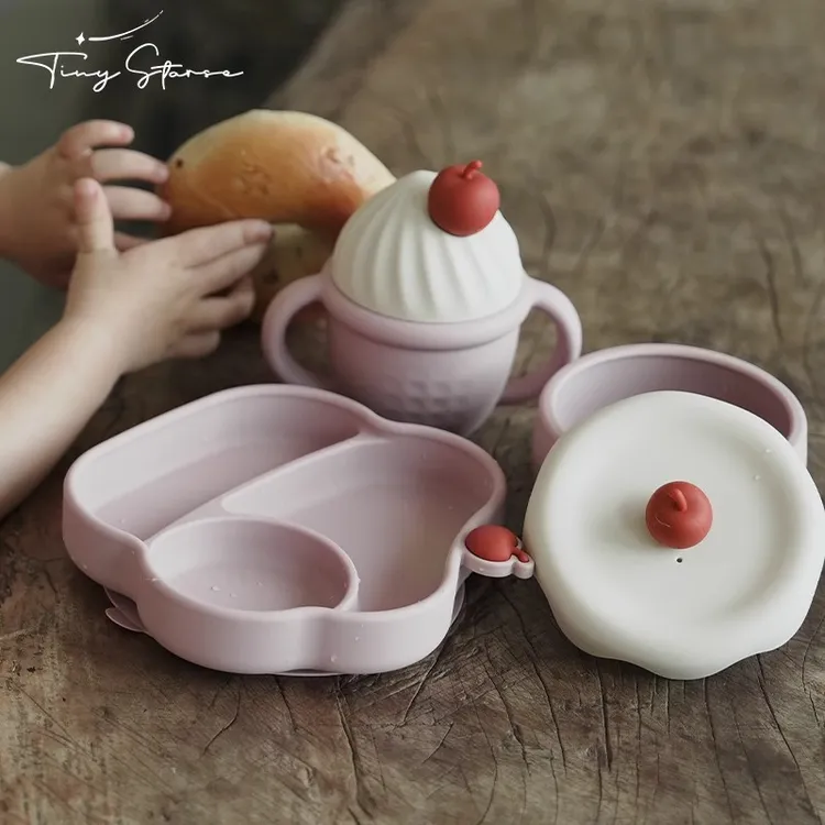 tinystarse婴幼儿童冰淇淋硅胶吸盘零食碗宝米糊辅食blw硅胶礼袋