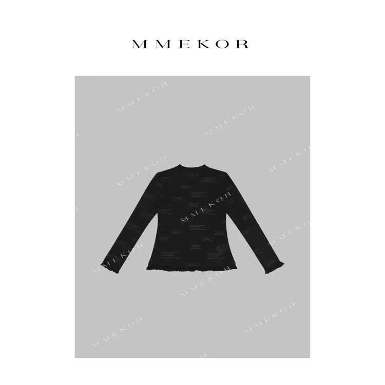 MMEKOR“字母蕾丝”T恤 2025新款秋款千金玛德琳时髦上衣 30838