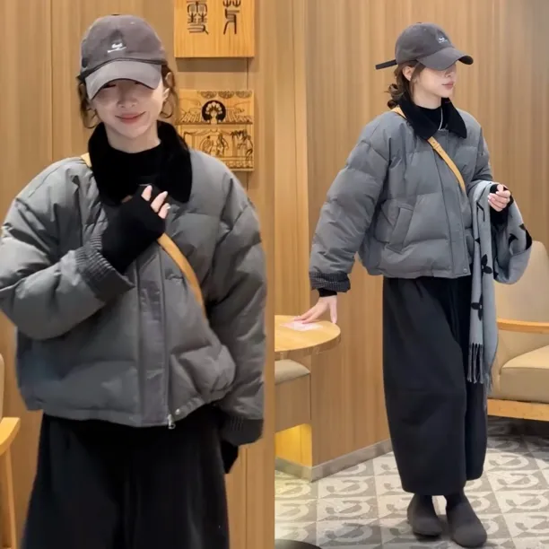 爆款拼接设计感加厚棉服短外套女装2025冬季韩系时尚洋气保暖上衣