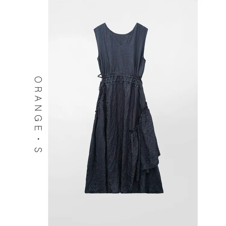 【洛杉矶派对】真丝电力纺!洗后需扭绉晾晒~优雅桑蚕丝背心连衣裙