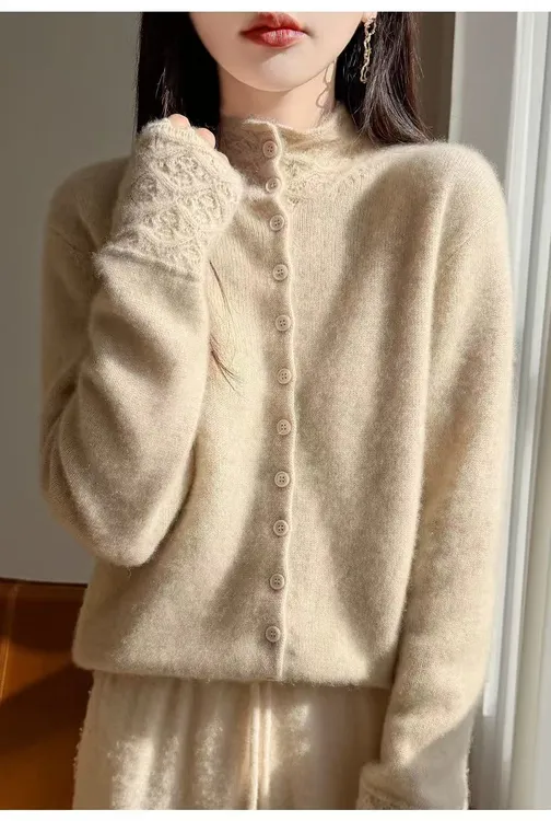 2025爆款亲肤绒宽镂空开衫柔软合身秋冬