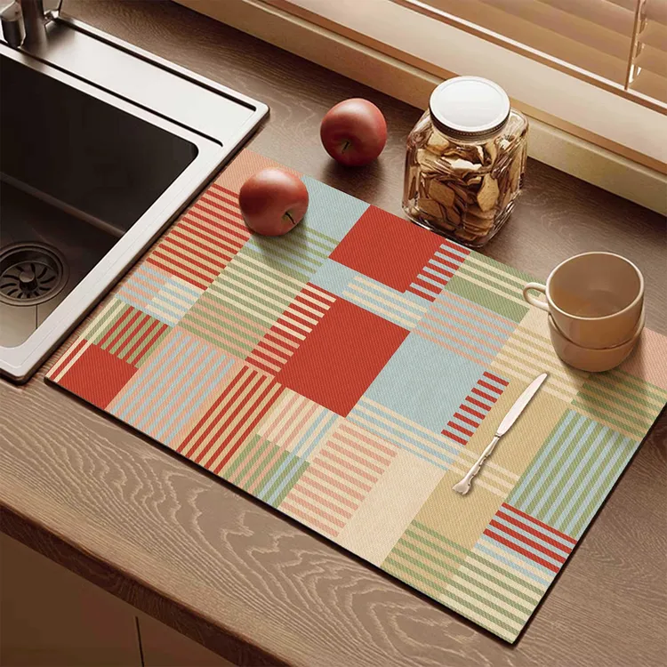 欧式厨房沥水垫咖啡吧台垫隔热垫防烫耐脏餐垫速干防滑碗盘吸水垫