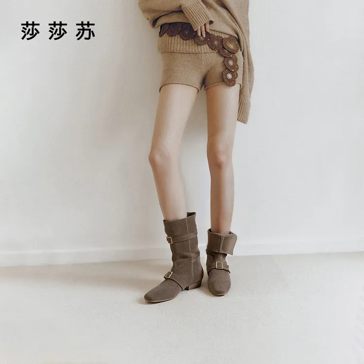 自由牧歌莎莎苏流光风西部牛仔靴休闲草原度假低跟靴子ZA65703-42