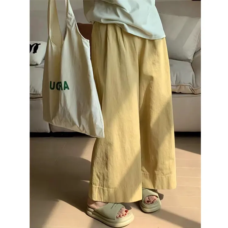 孕妇春夏季托腹阔腿遛弯休闲直筒外穿九分裤宽松