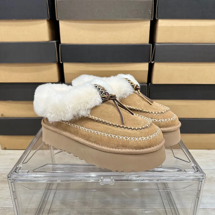 桑坡新款厚底阿尔派高筒羊皮毛一雪地靴民族风厚底阿尔派短靴