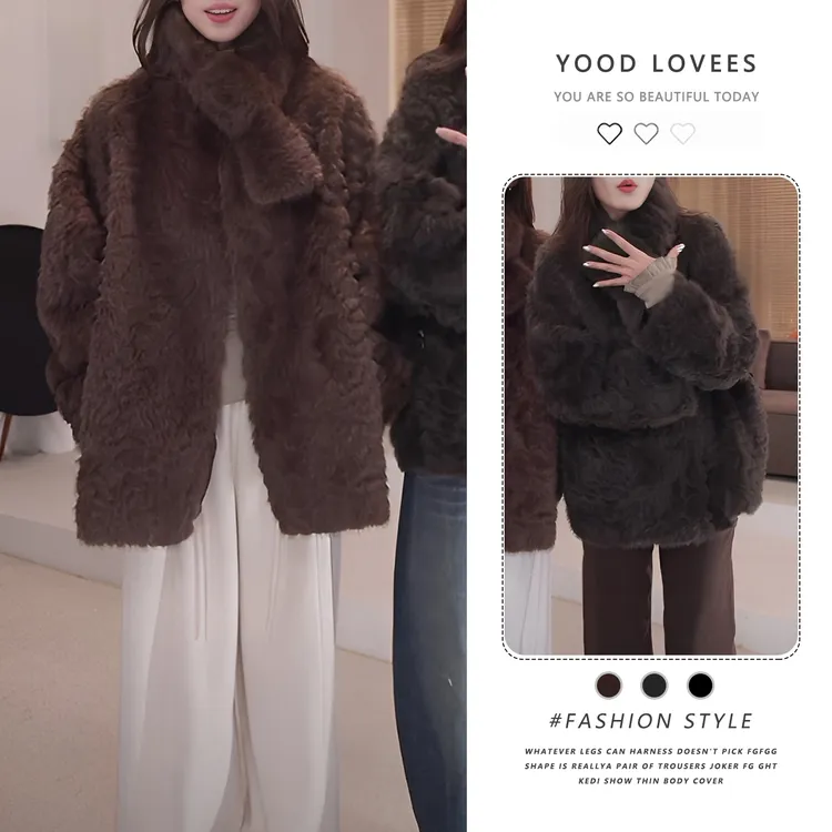 2025年新款洋气今年流行的冬新品显瘦宽松双面穿外套加厚毛毛外套