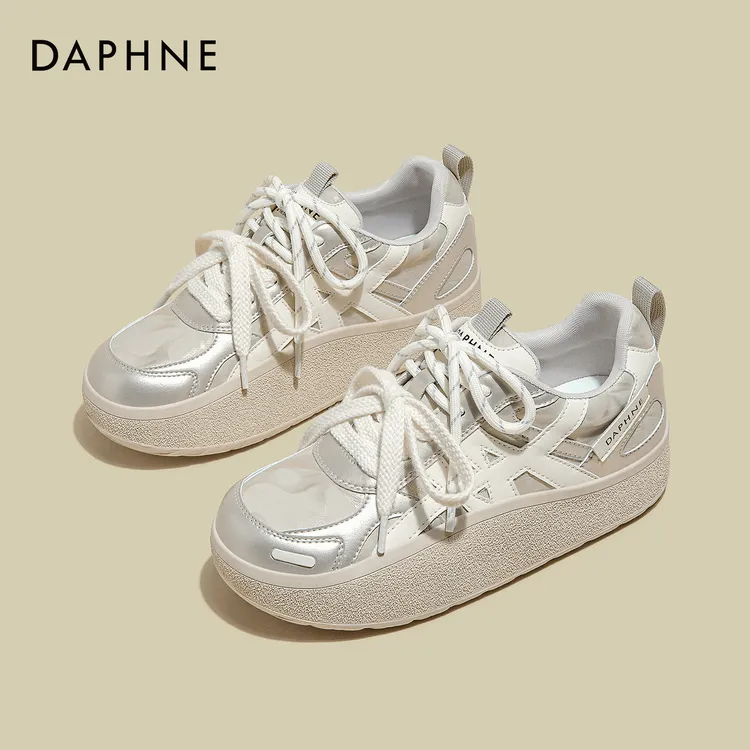 达芙妮休闲德训鞋2025秋冬新款小众质感软底轻便透气厚底板鞋女鞋商品图