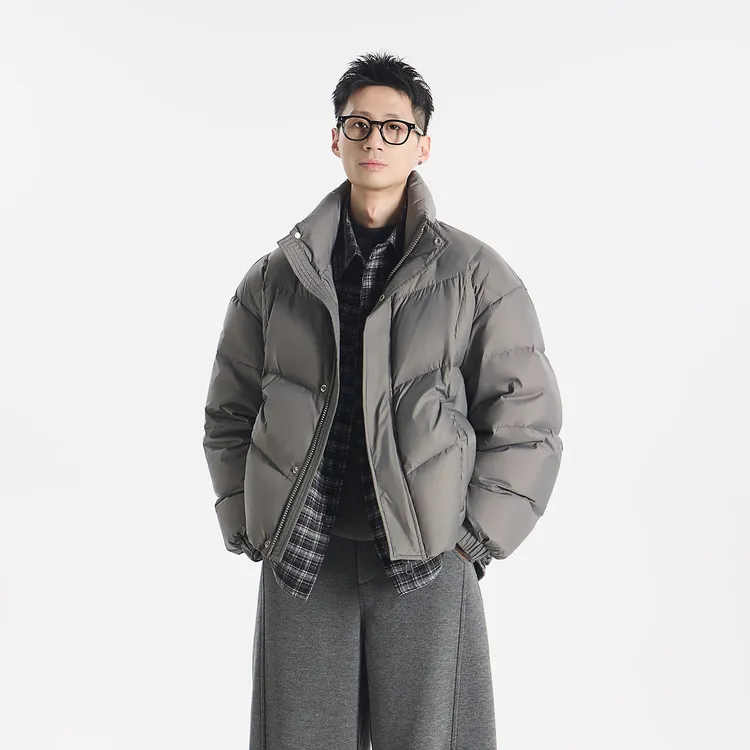 GCCDUPE77『约在冬季』格纹拼接叠穿假两件90白鸭绒简约保暖羽绒服