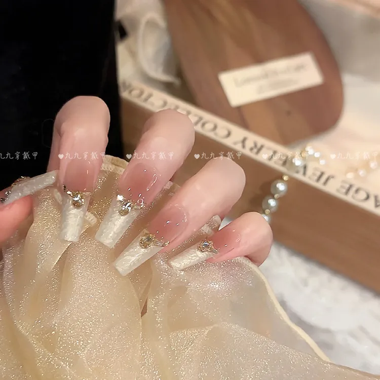 织梦 手工穿戴甲秋冬腮红螺纹胶百搭显白光疗美甲可拆卸穿戴甲